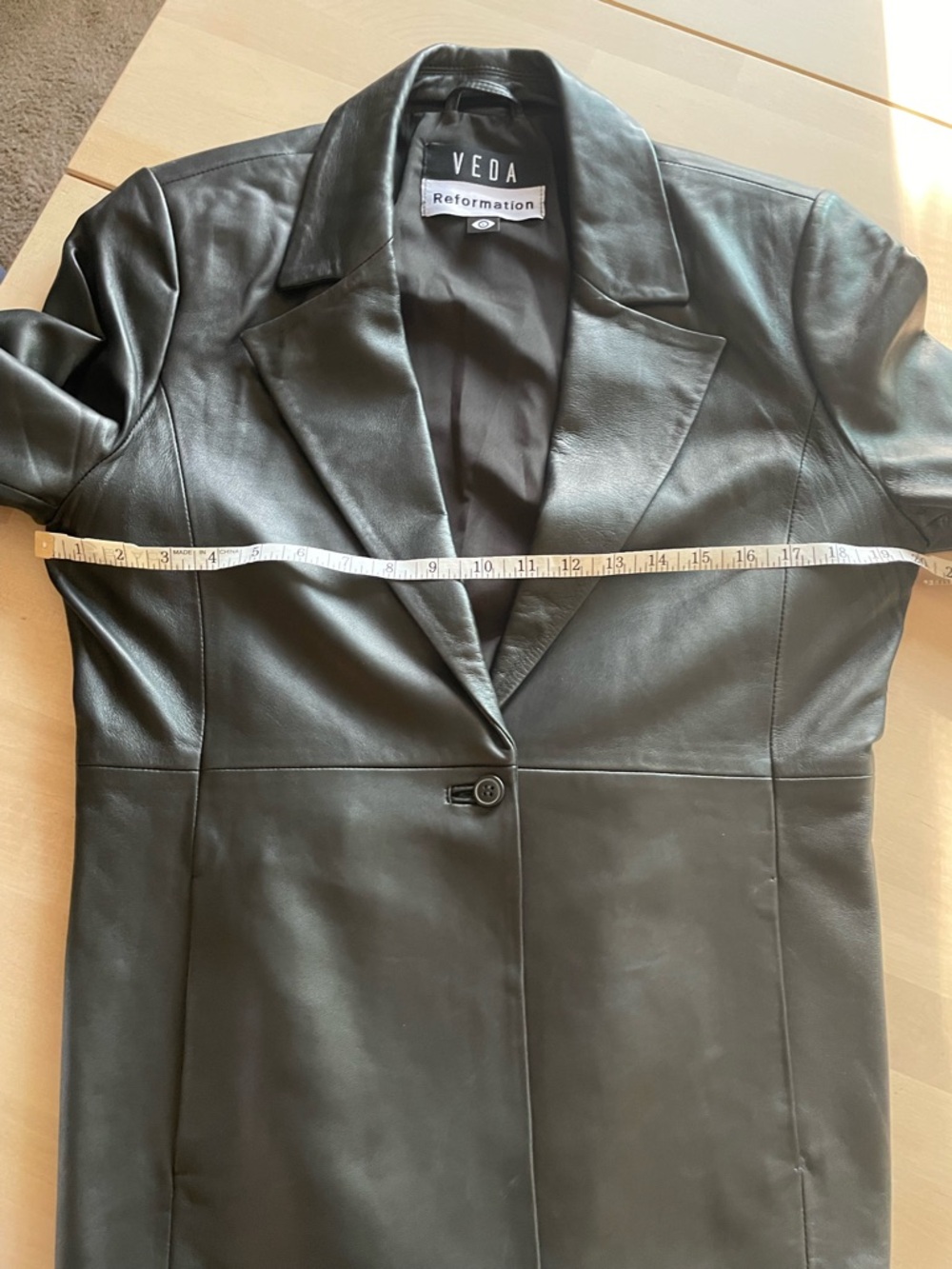 VEDA x Reformation Bowery Leather Blazer - Black L - Picture 8 of 13